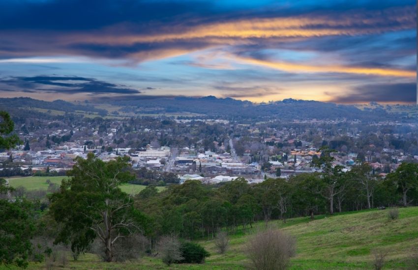 Panoramic views of Bowral in NSW Southern Highlands Australia lovely sky